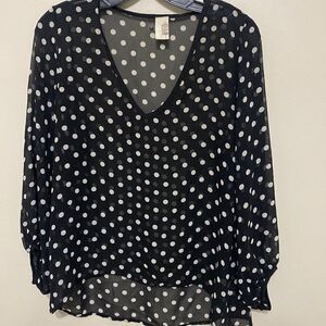 Boutique Brand Balloon Sleeve Polka Dot Top